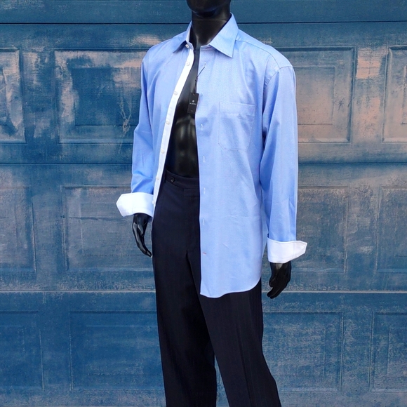 Paul Betenly Men's Classic Fit Lt. Blue Luxury dDess Shirt - Picture 9 of 17